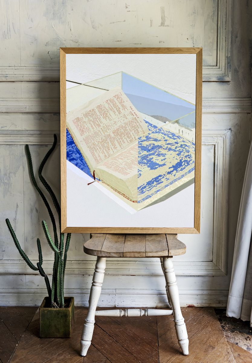 Surreal Bible Landscape Print. room preview