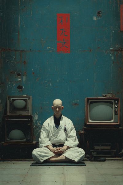 Meditation Room with Vintage TVs Poster. poster