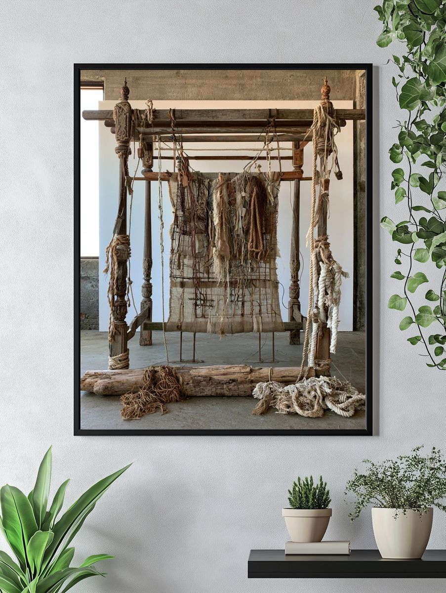 Rustic Loom Textile Sculpture Poster. — room view 4