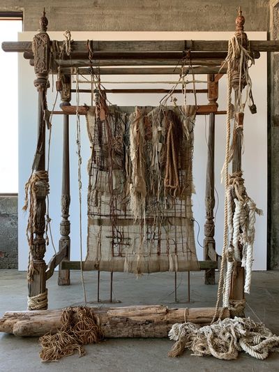 Rustic Loom Textile Sculpture Poster. poster