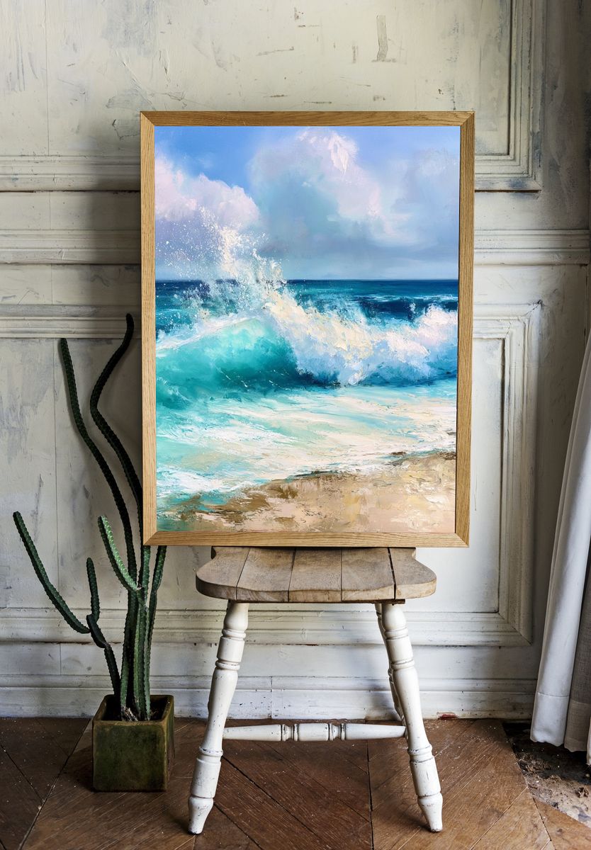 Turquoise Ocean Waves Fine-Art Print. room preview