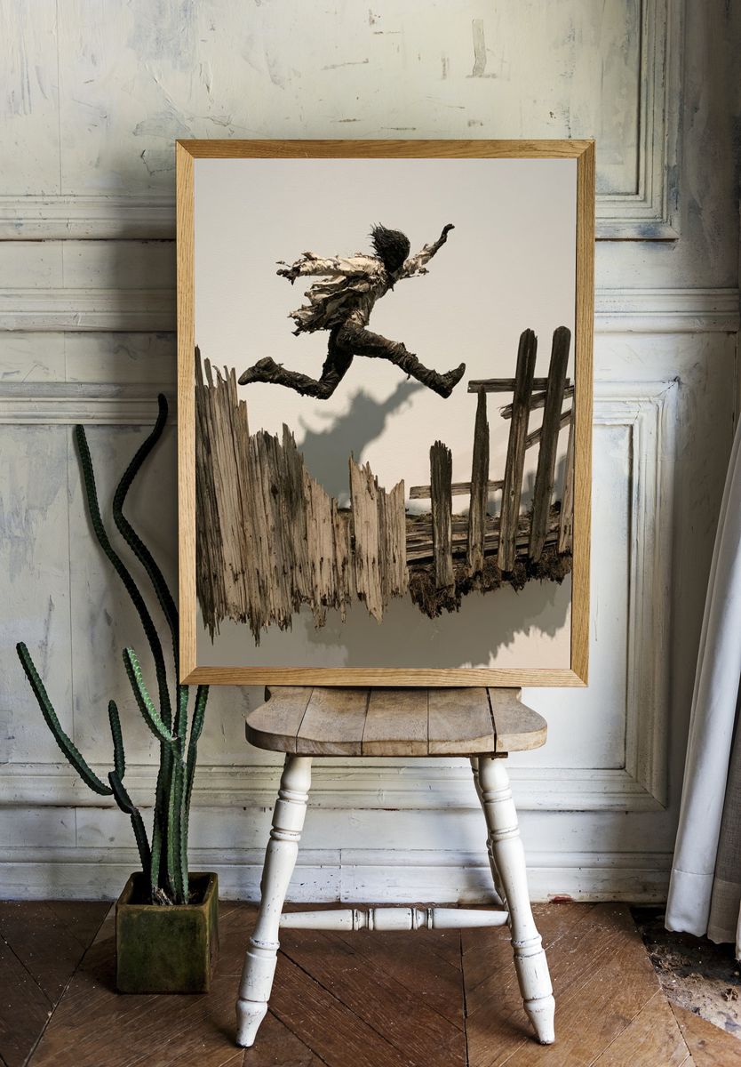 Leaping Figure Sculpture Print. — room view 1