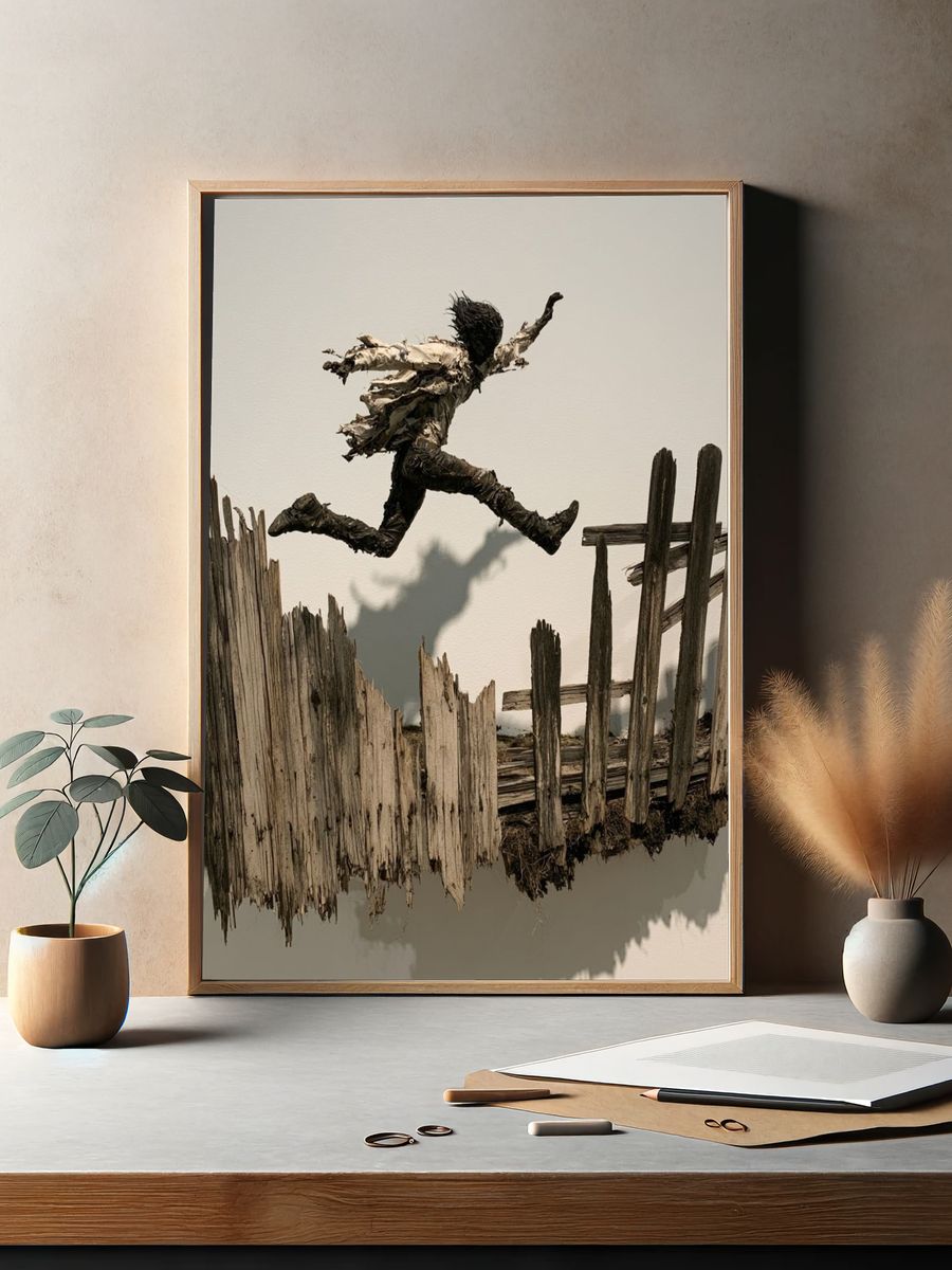Leaping Figure Sculpture Print. — room view 2