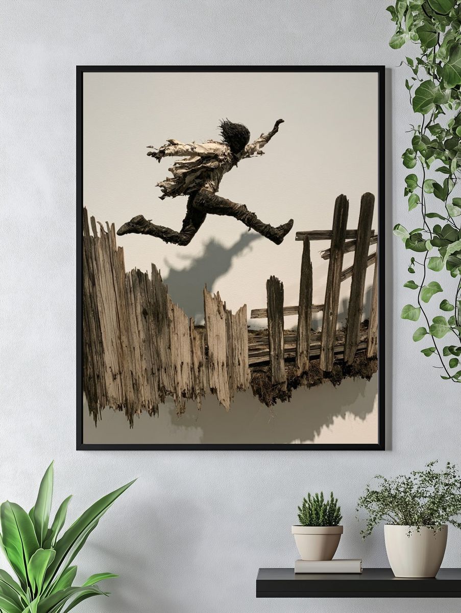 Leaping Figure Sculpture Print. — room view 4