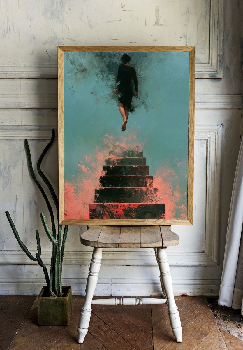 Floating Figure Surrealism Print. room preview