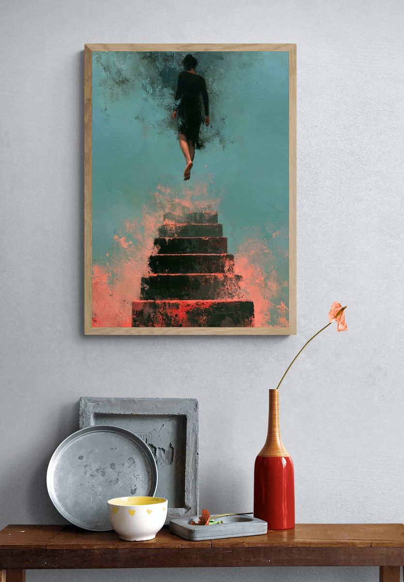Floating Figure Surrealism Print. — room view 3