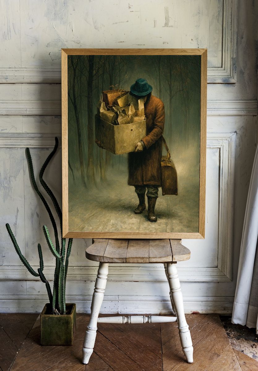 Misty Forest Wanderer Fine-Art Poster. — room view 1