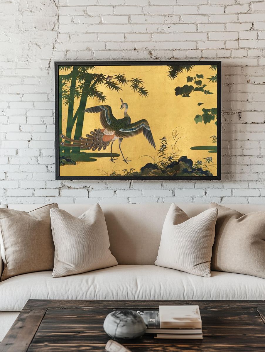 Crane and Peacock Japanese Print room preview