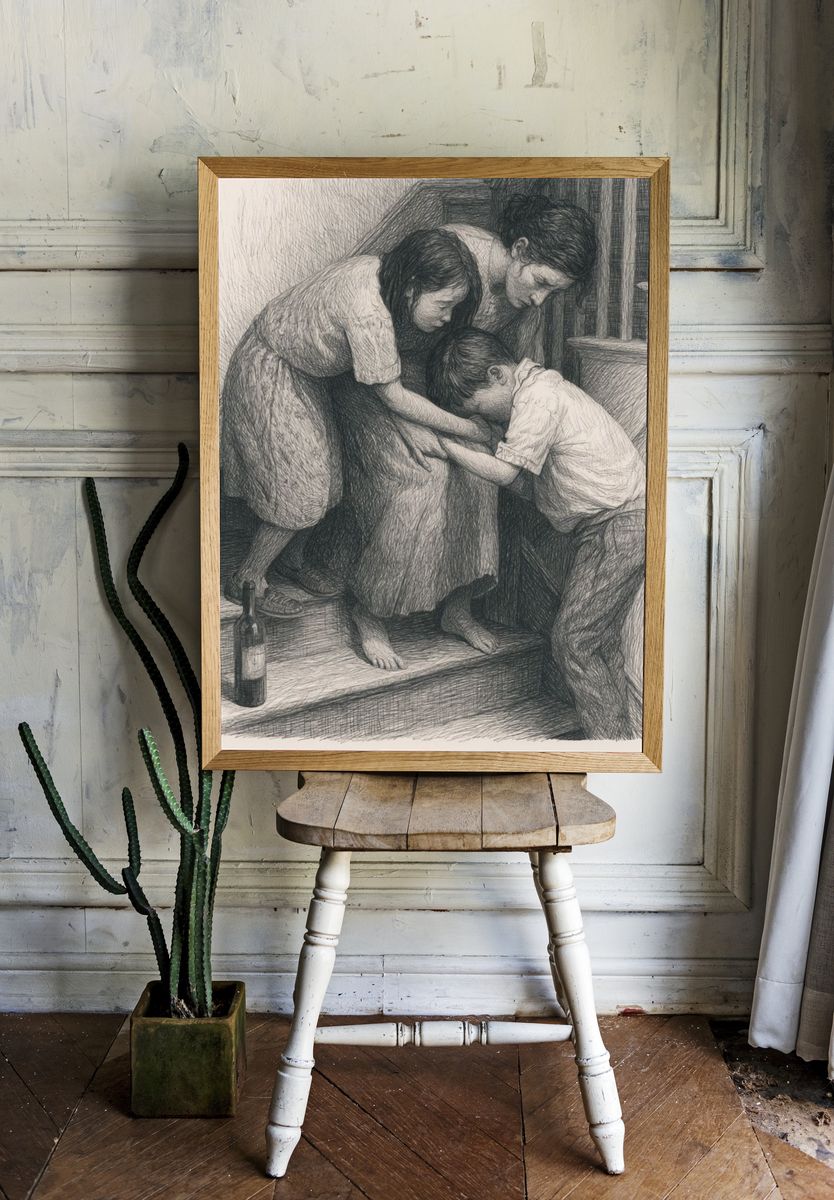 Family Embrace Sketch Poster. room preview