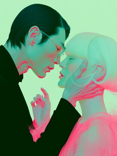Neon Lovers Surrealism Poster. poster print