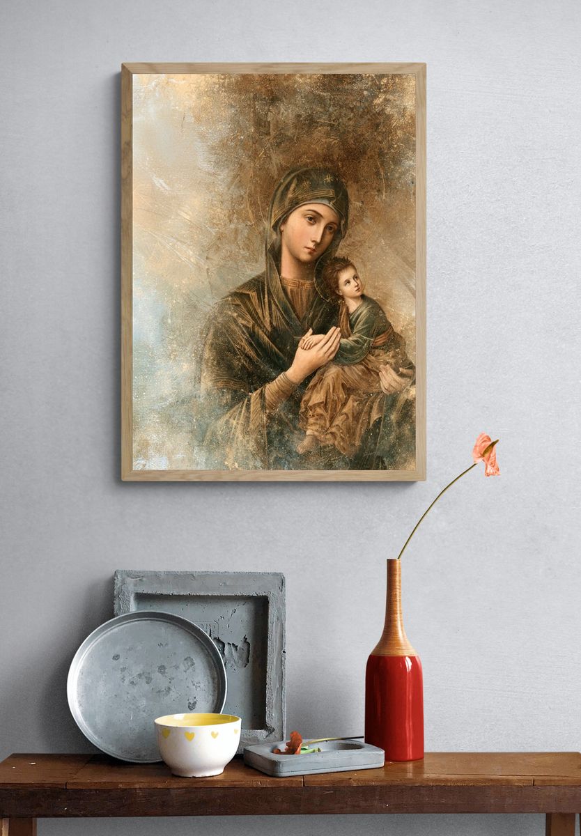 Madonna and Child Renaissance Print. — room view 3