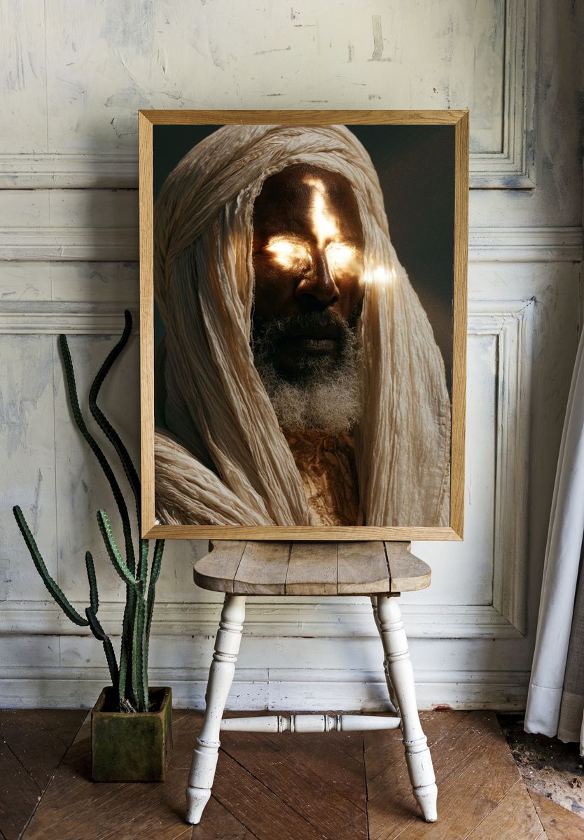 Radiant Hooded Portrait Print. — room view 1
