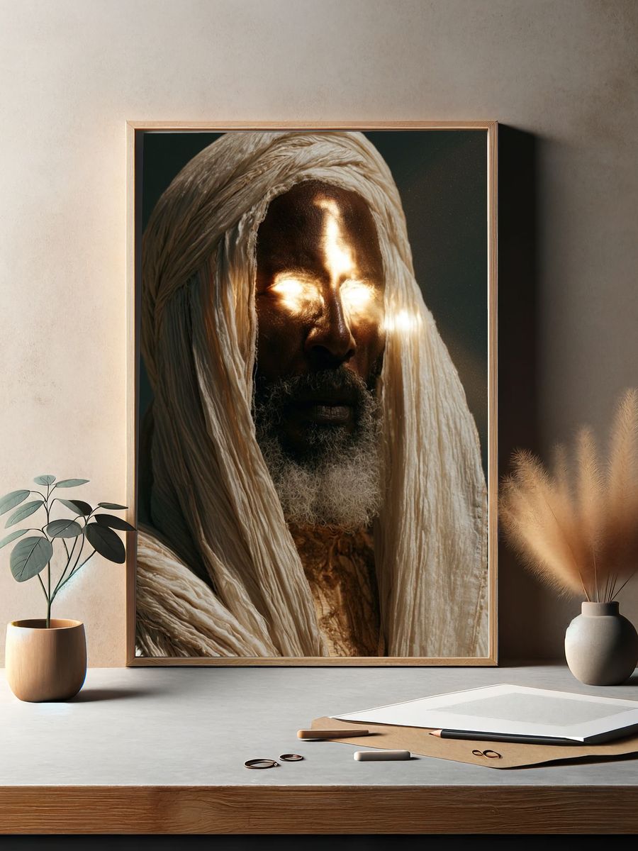 Radiant Hooded Portrait Print. — room view 2