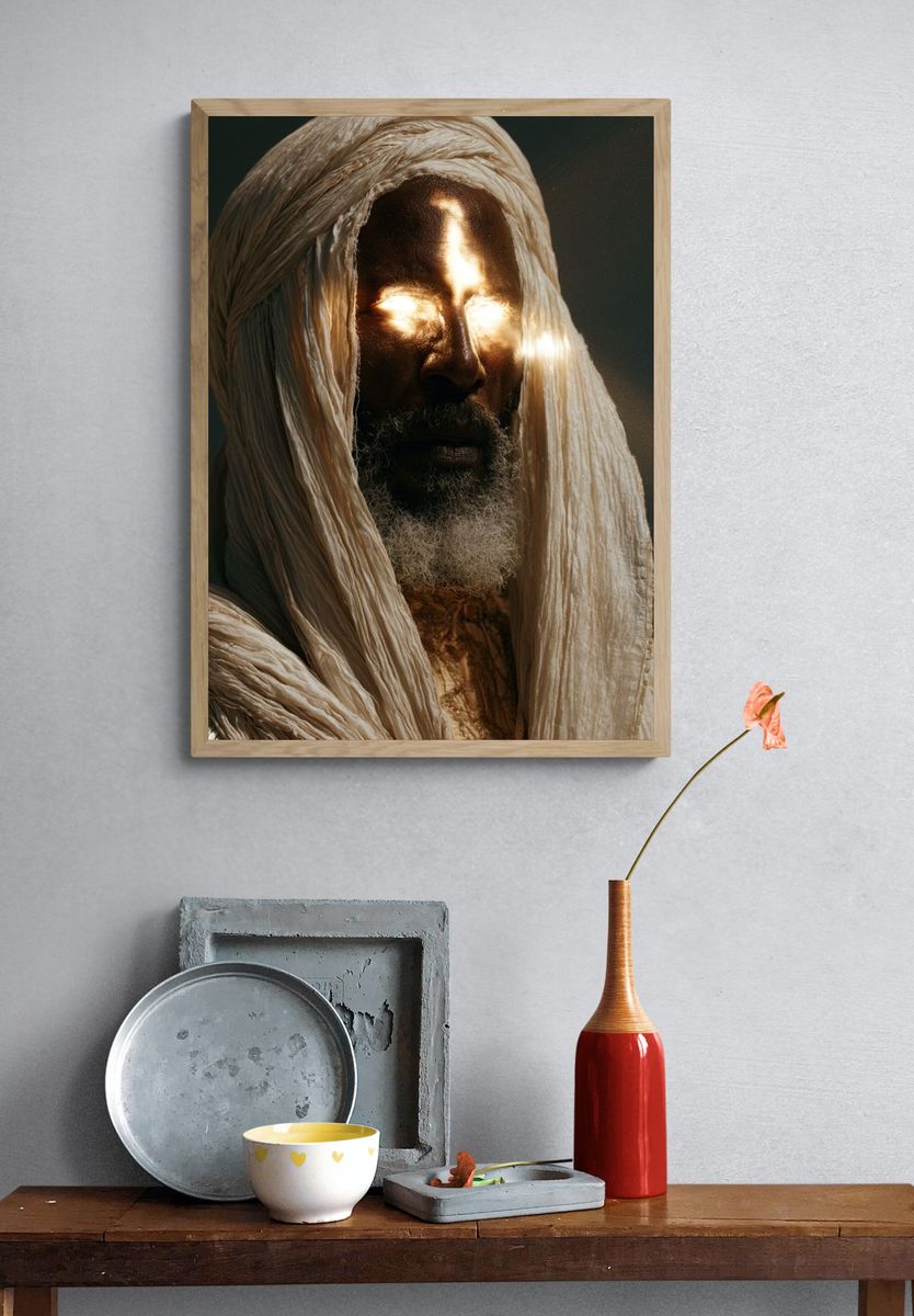 Radiant Hooded Portrait Print. — room view 3