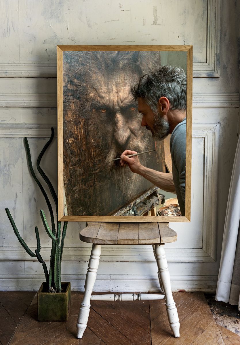 Artist Painting Portrait Poster. — room view 1