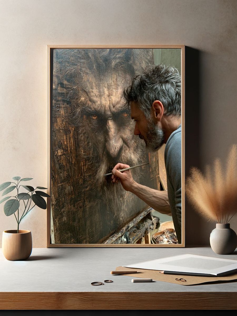 Artist Painting Portrait Poster. — room view 2