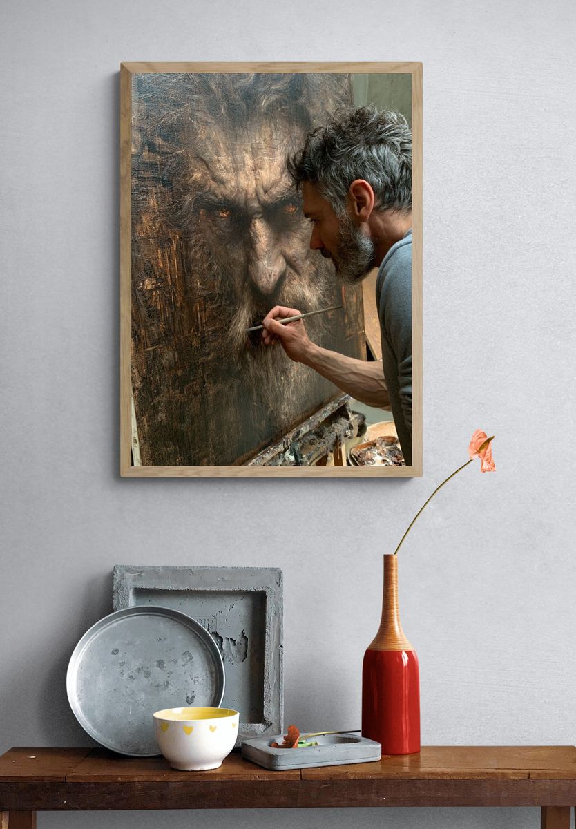 Artist Painting Portrait Poster. — room view 3