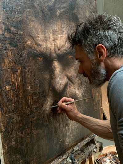 Artist Painting Portrait Poster. poster