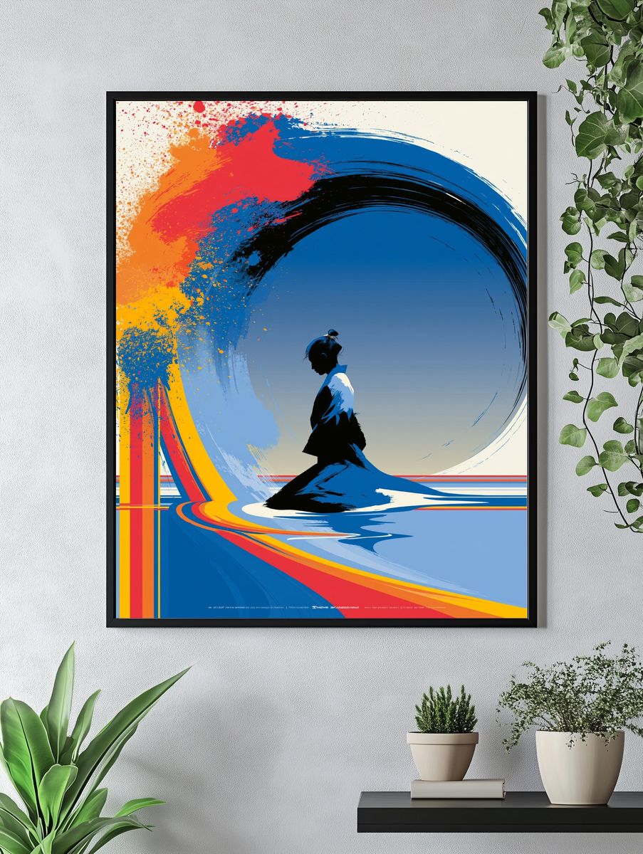 Abstract Samurai Silhouette Poster. — room view 4