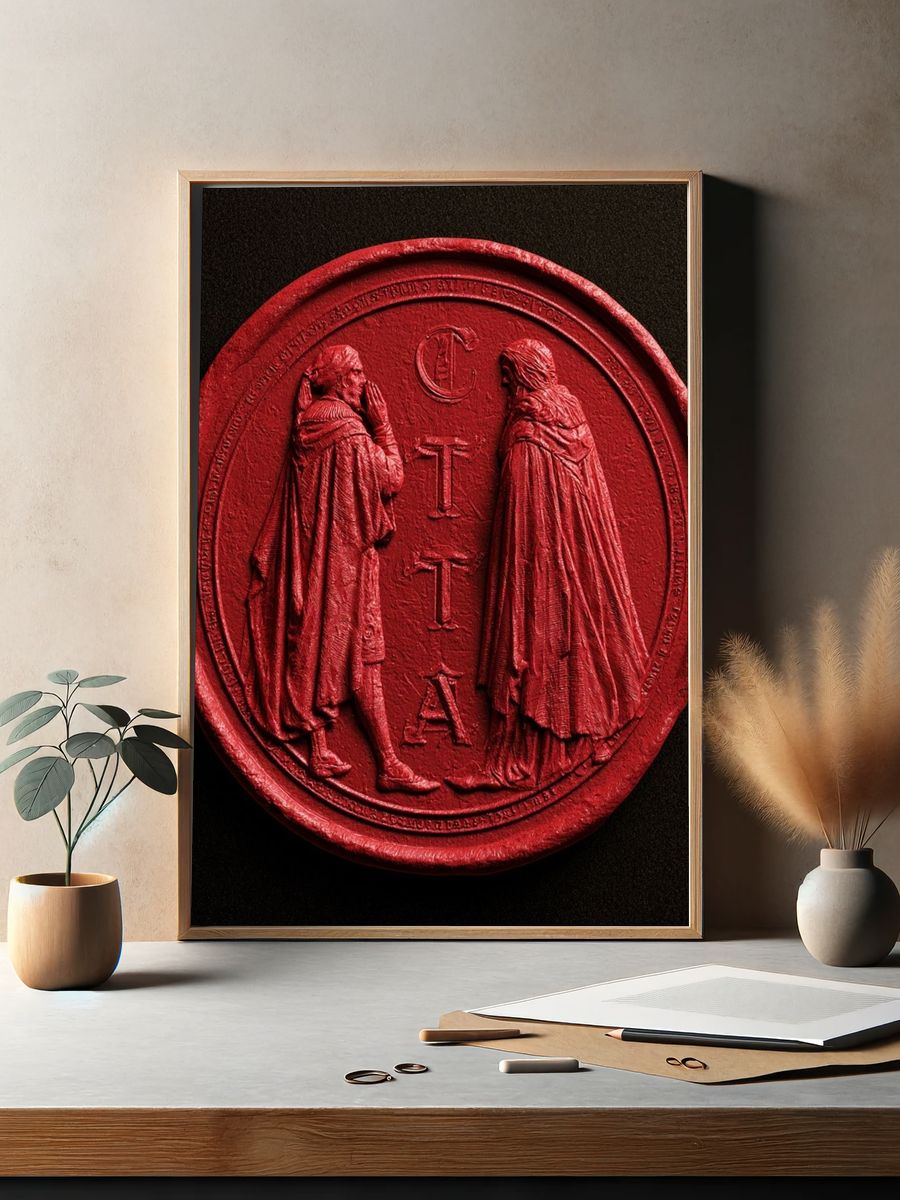 Red Wax Seal Emblem Poster. — room view 2