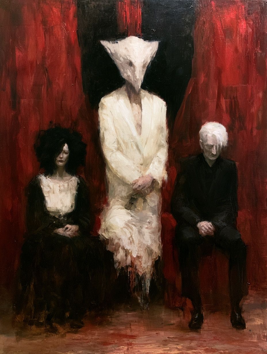 Surreal Red Figures Fine-Art Poster. poster detail