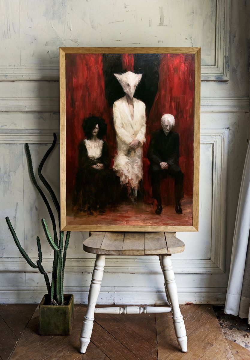 Surreal Red Figures Fine-Art Poster. room preview