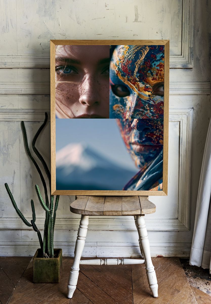 Painted Faces Portrait Print. — room view 1