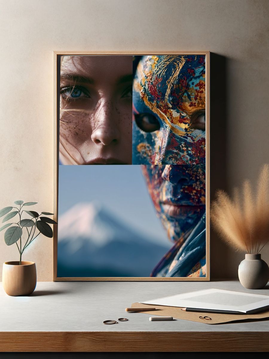 Painted Faces Portrait Print. — room view 2