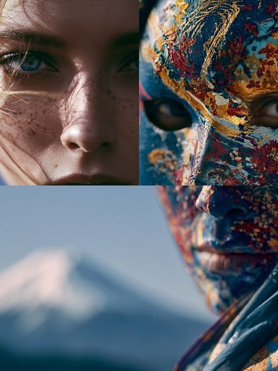 Painted Faces Portrait Print. poster