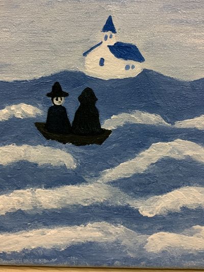 Cloud Boat Folk Art Print.