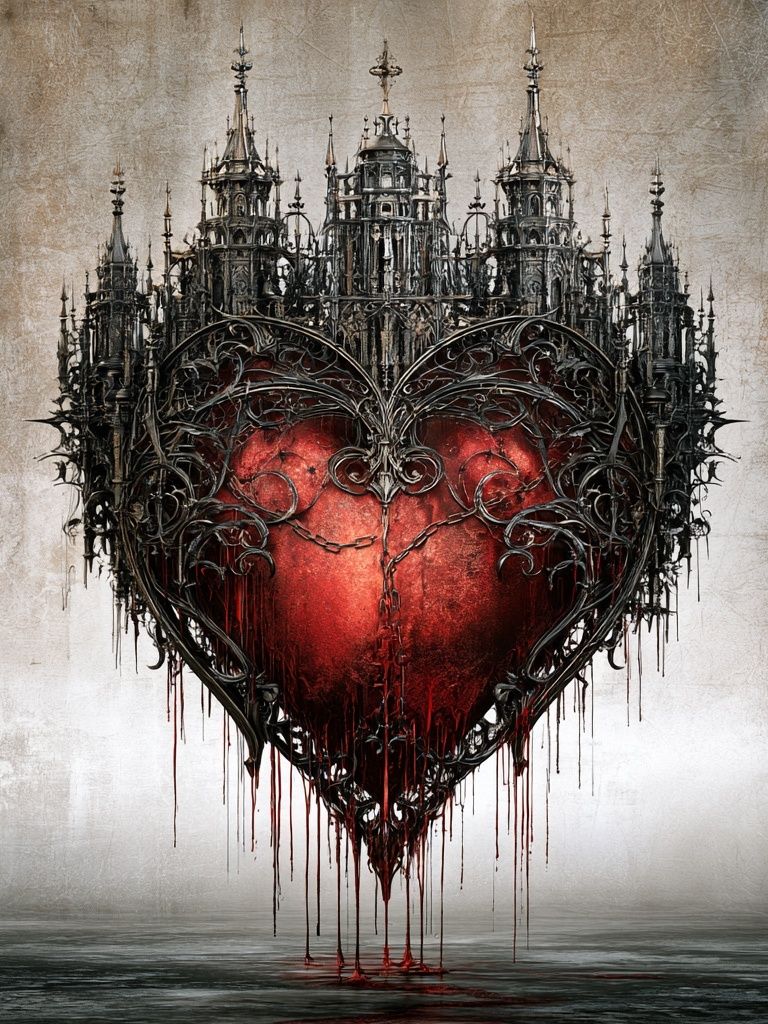 Gothic Heart Surrealism Print. poster — fine-art art