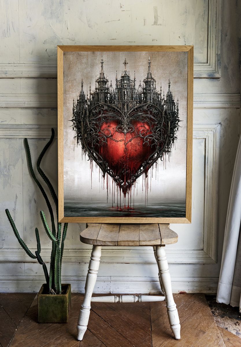 Gothic Heart Surrealism Print. — room view 1