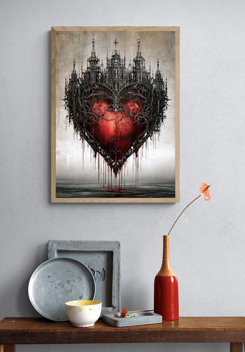Gothic Heart Surrealism Print. — room view 3