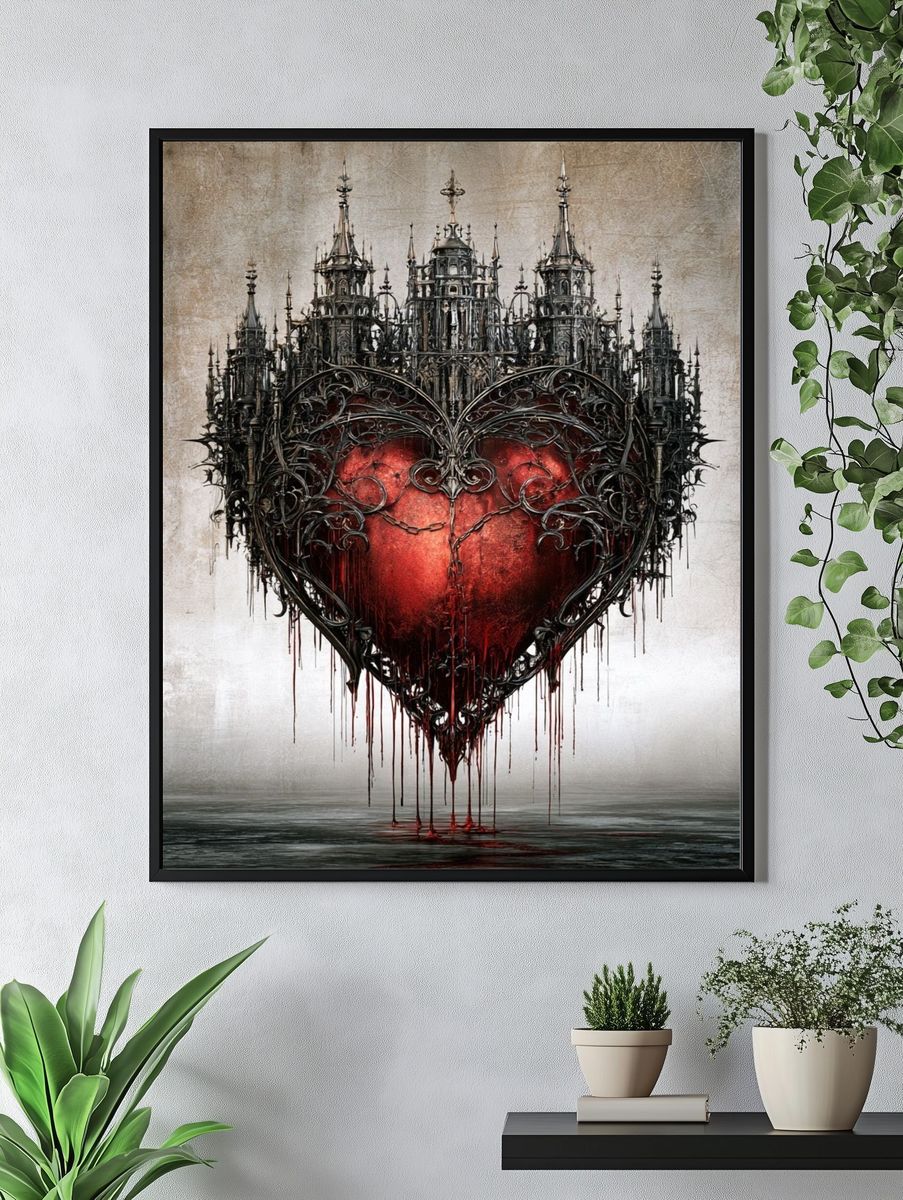 Gothic Heart Surrealism Print. — room view 4