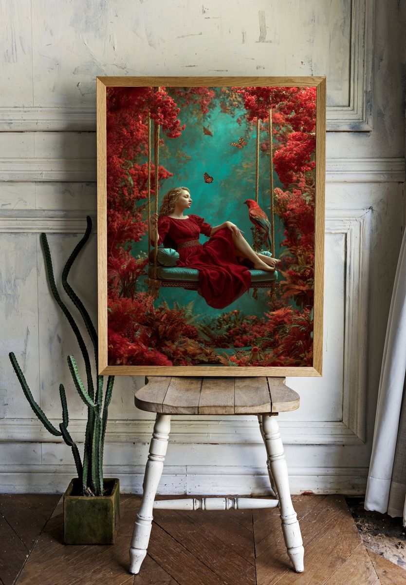 Crimson Swing Dreamscape Print. room preview