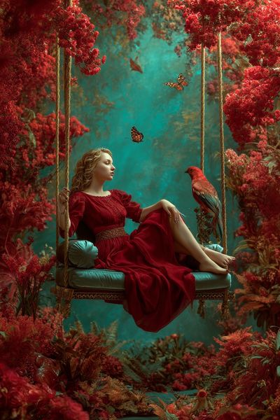 Crimson Swing Dreamscape Print. poster