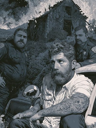 Cinematic Rural Standoff Poster.