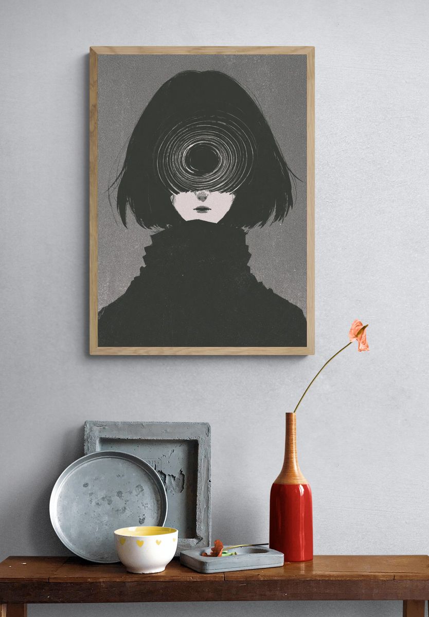 Surreal Girl Portrait Print. — room view 3
