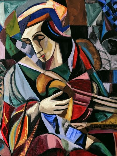 Abstract Woman with Guitar Poster. poster