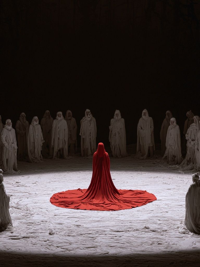 Red Cloaked Circle — Surrealism Print. poster — fine-art art