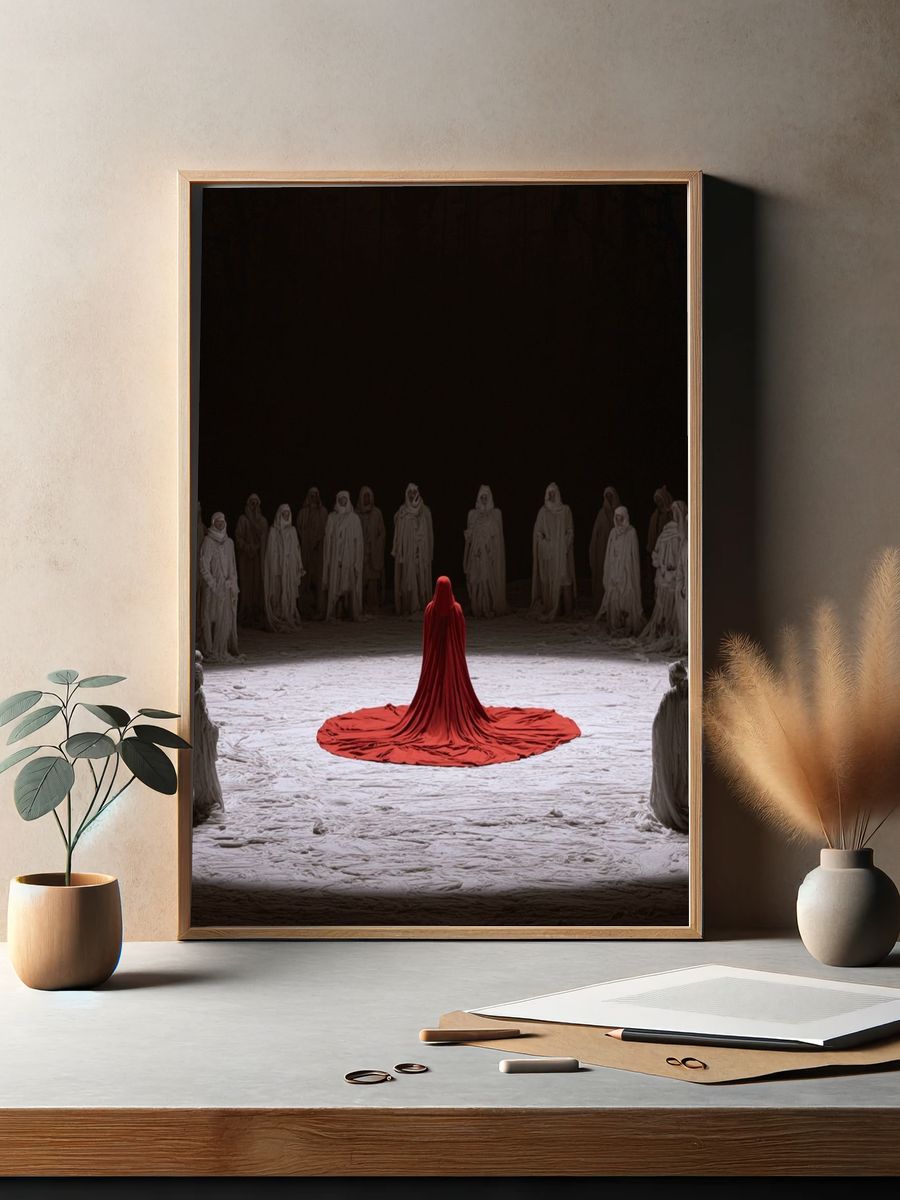 Red Cloaked Circle — Surrealism Print. — room view 2