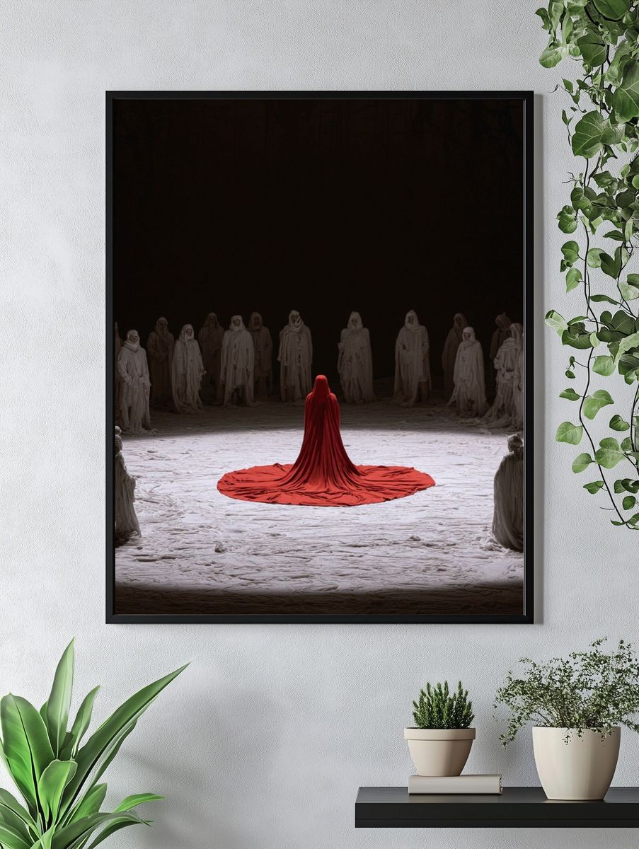 Red Cloaked Circle — Surrealism Print. — room view 4