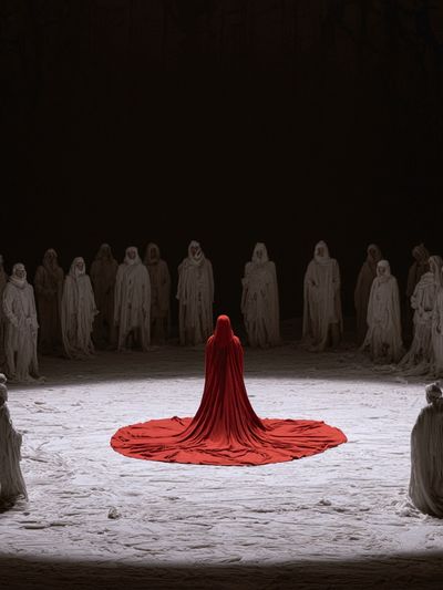 Red Cloaked Circle — Surrealism Print.