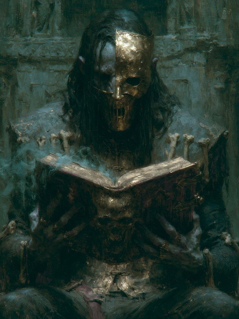 Masked Reader Dark Fantasy Print. poster — fine-art art