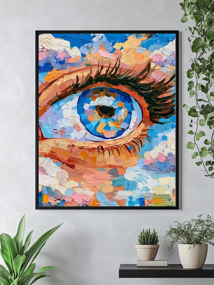 Surreal Eye in Clouds Print. — room view 4