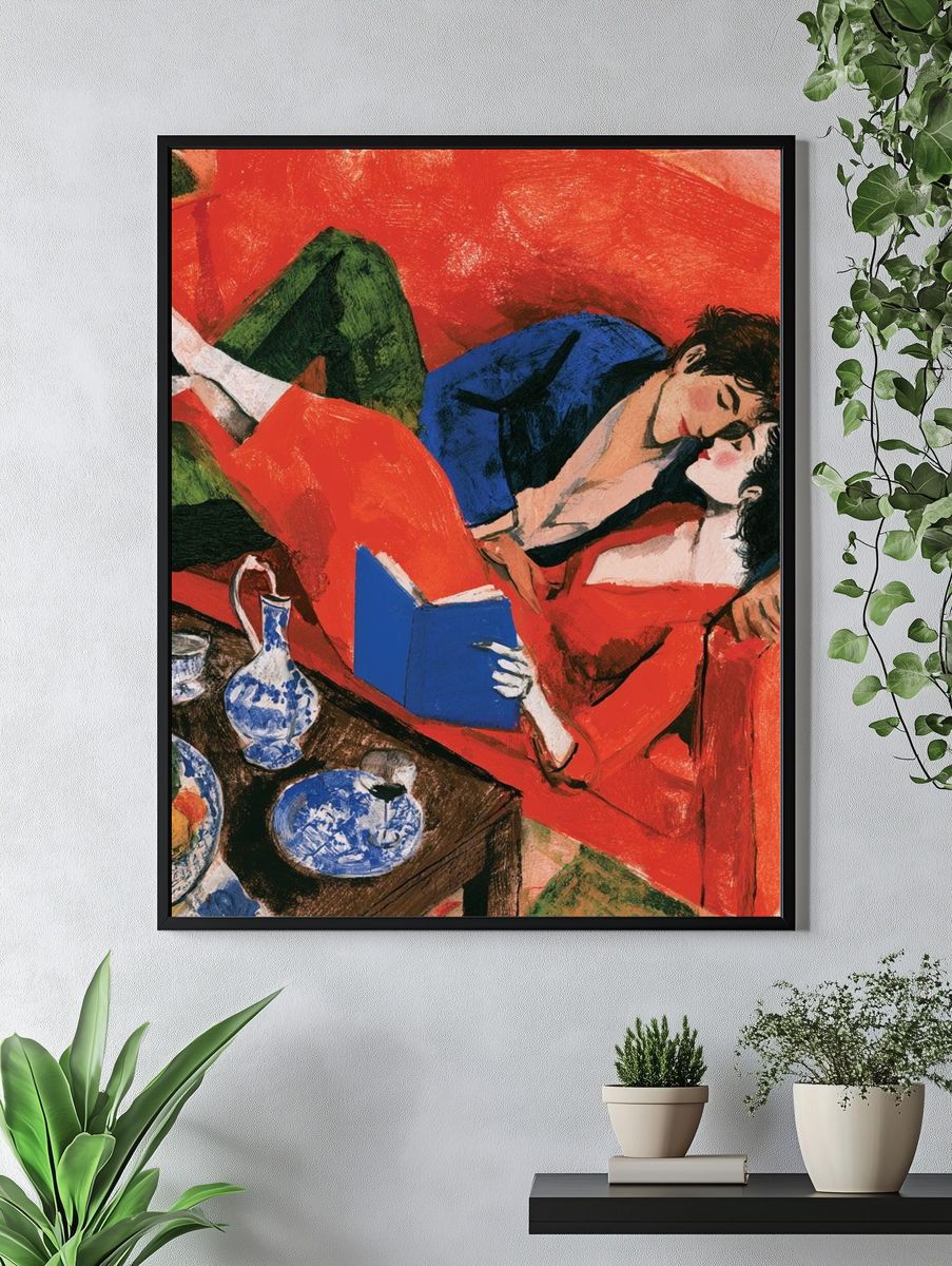 Lovers on Red Sofa Poster. — room view 4