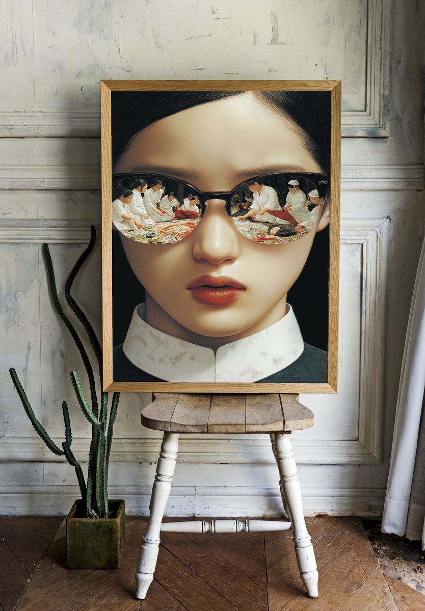 Surreal Sunglasses Portrait Print. room preview