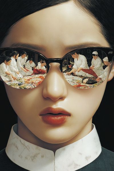 Surreal Sunglasses Portrait Print. poster