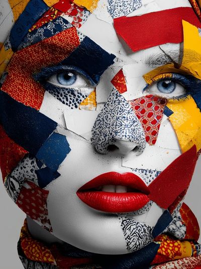 Colorful Collage Portrait Print. poster print