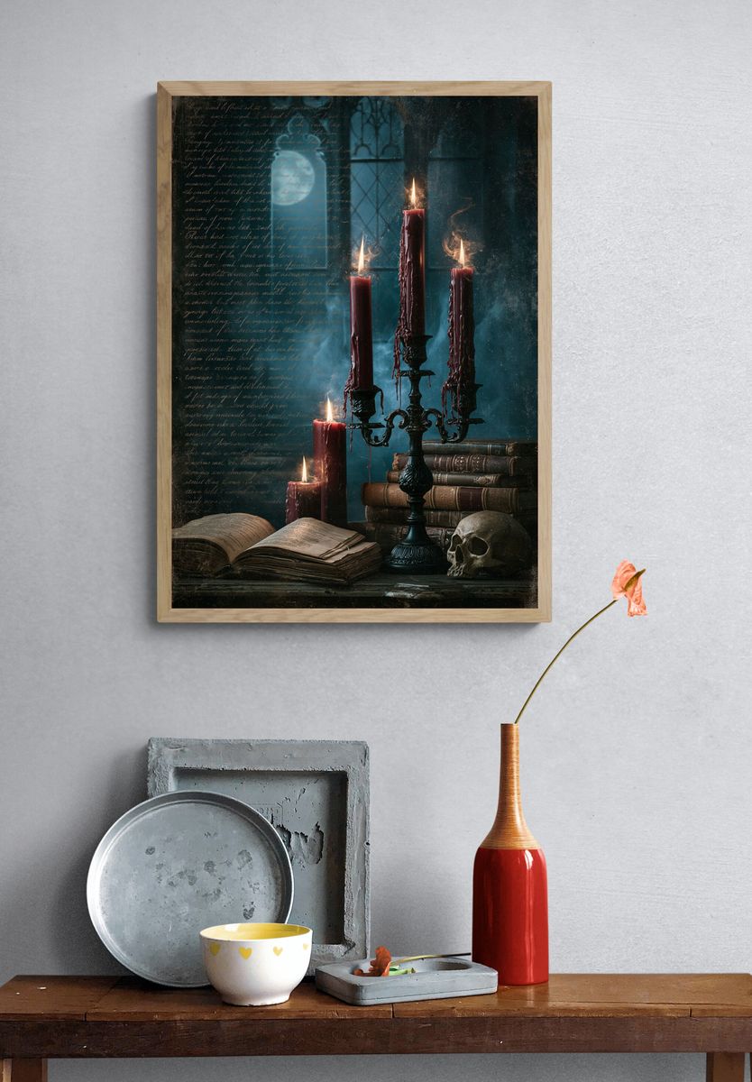 Gothic Candle Still Life Poster. — room view 3